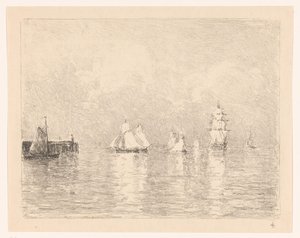 Zeilschepen bij de rede van Cuxhaven