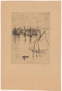 Zeilschepen voor de haven van Le Havre