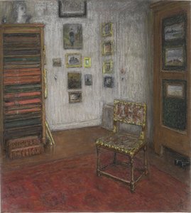 Atelierhoek met stoel en kunstkast, te Den Haag, Nieuwe Schoolstraat 28 door Carel Nicolaas Storm van 