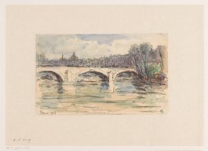 Brug over de Seine, Parijs door Carel Nicolaas Storm van 