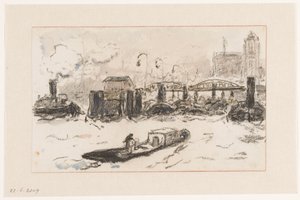 Gezicht in de haven van Hamburg door Carel Nicolaas Storm van 