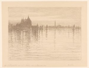 Gezicht op de Basiliek van Santa Maria della Salute vanaf het water door Carel Nicolaas Storm van 