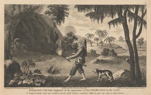 Twaalf illustraties van Robinson Crusoe