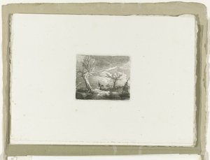 Man met schepnet in onweer door Carl August Lebschee
