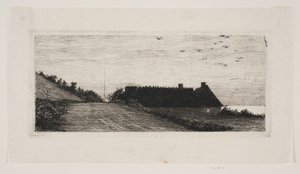 Huizen aan het strand. Zomernacht door Carl Bloch