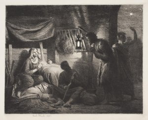 Aanbidding der herders door Carl Bloch