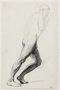 Studie voor Samsons been voor het museum schilderij "Samson bij de Filistijnen" door Carl Bloch