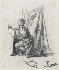Ontwerp voor de ets "De jonge man en de dood" door Carl Bloch