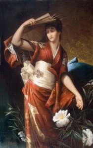 Portret van een dame in Japans kostuum