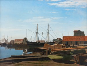 Uitzicht op het Larsen-plein bij de haven van Kopenhagen door Carl Dahl