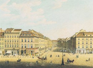 Uitzicht vanaf het Koninklijk Kasteel in Berlijn naar de Breite Straße door Carl Daniel Freydanck
