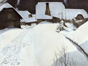 Boerderij in de winter door Carl Ederer