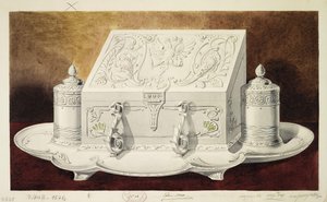 Ontwerp van een inktstel in de vorm van een kist. Serie De Bruidsschat van Grootprinses Maria Pavlovna, 1