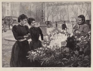 Viooltjes - een scène op de Parijse Boulevards, schilderij in de Champs de Mars salon, Parijs door Carl Ernest von Stetten