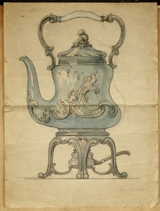 Een gevormde zilveren ketel en standaard, Huis van Carl Faberge