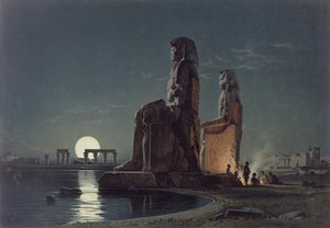De Kolossen van Memnon, Thebe, een van 24 illustraties geproduceerd door G.W. Seitz, gedrukt ca. 1872