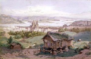 Uitzicht op Christiania door Carl Friedrich Heinrich Werner
