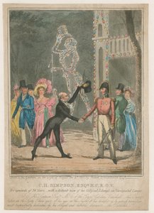 C H Simpson Esquire, ceremoniemeester in de Royal Gardens, Vauxhall door Carl Georg Adolph Hasenpflug