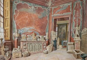 Het marmeren kabinet met de antieken door Carl Goebel d. J.