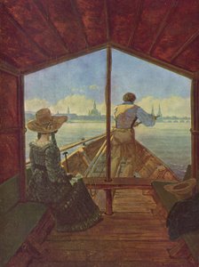 Een gondel op de Elbe bij Dresden door Carl Gustav Carus