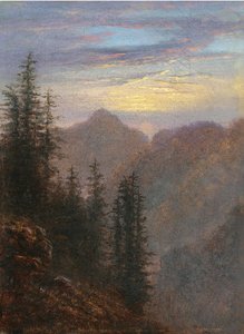 Berglandschap bij schemering door Carl Gustav Carus