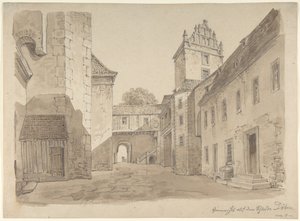 Uitzicht op de binnenplaats van het kasteel in Döben