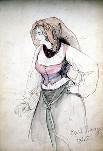 Studie van een dame in Italiaanse klederdracht door Carl Haag