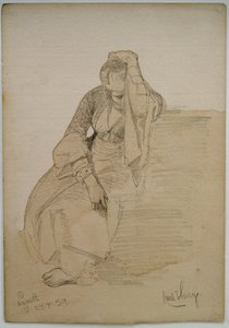 Studie van een zittende dame, Nazareth, 1859 door Carl Haag