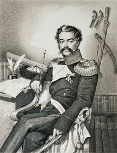 Portret van Denis Davydov 1784-1839, soldaat en dichter, begin 19e eeuw