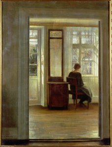 Een dame in een interieur door Carl Holsoe