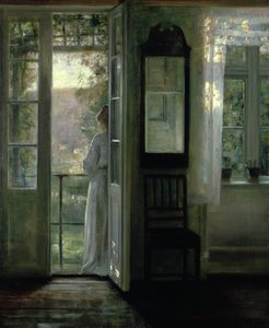 Meisje staand op een balkon
