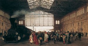Aankomst van een Trein op het Noordwest Station van Wenen door Carl Karger