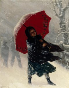 Kinderen in de sneeuwstorm