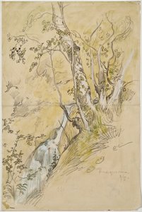 Berken bij een beek door Carl Larsson