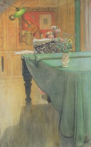 Brita aan de piano, 1908 door Carl Larsson