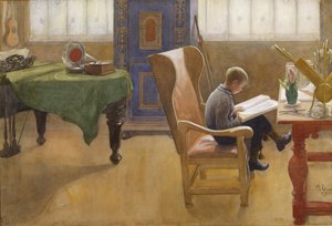 Esbjorn in de Studieruimte, 1912 door Carl Larsson