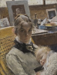 Atelieridylle. De vrouw van de kunstenaar en hun dochter
