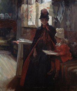 In Valand, interieur met Karin en Suzanne door Carl Larsson