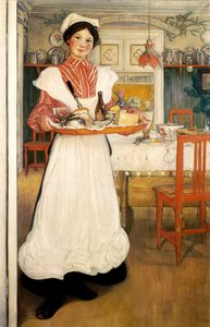 Martina brengt ontbijt op een dienblad door Carl Larsson
