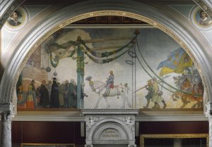 De Intocht van Koning Gustav Vasa van Zweden in Stockholm in 1523, 1908 door Carl Larsson