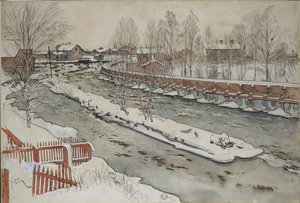 De Houtgoot, Winterscène, uit de serie Een Huis, c.1895 door Carl Larsson