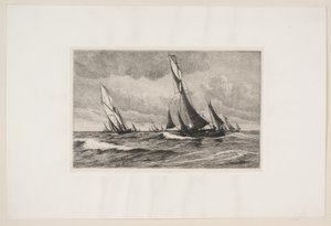 Deens: Vissersboten op zee door Carl Locher