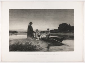 Deens: De priester wordt over de rivier naar een zieke gebracht door Carl Locher