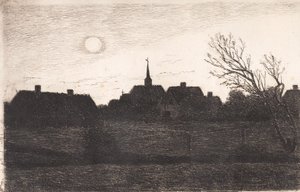 Hornbæk kerk, zomeravond door Carl Locher