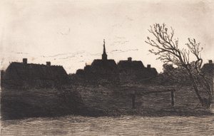 Hornbæk kerk, zomeravond door Carl Locher