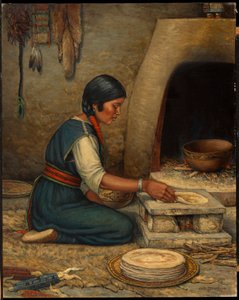 Hopi vrouw maakt Piki