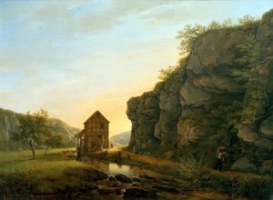 De snijmolen in het Lorsbacher dal bij de Teufelsfelsen door Carl Morgenstern