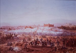 Mexicaans-Amerikaanse Oorlog (1846-48), Slag bij Molino del Rey, Amerikaanse troepen aanvallen door Carl Nebel