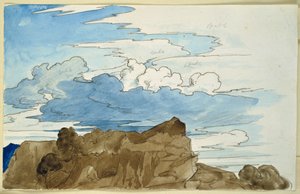 Wolkenstudie boven een rotsachtige top in de bergen door Carl Philipp Fohr