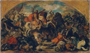 Friedrich II de Strijdbare (1219–1246) als overwinnaar van de Mongolen in de Slag bij de Leitha bij Wiener Neustadt op 15 juni 1246 door Carl Rahl